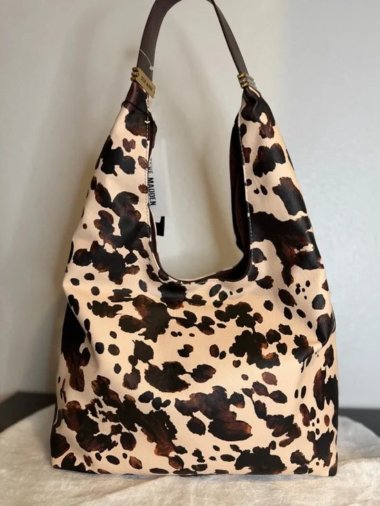 STEVE MADDEN HOBO SLOUCH SHOULDER BAG WESTERN COW  / ANIMAL PRINT TOTE NEW - Picture 9 of 13